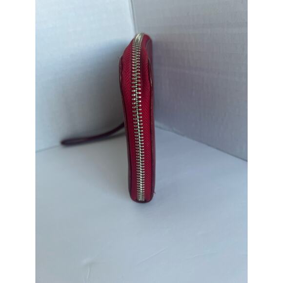 COLE HAAN Red Leather Zip Around Wallet Wristlet Clutch - Picture 2 of 8